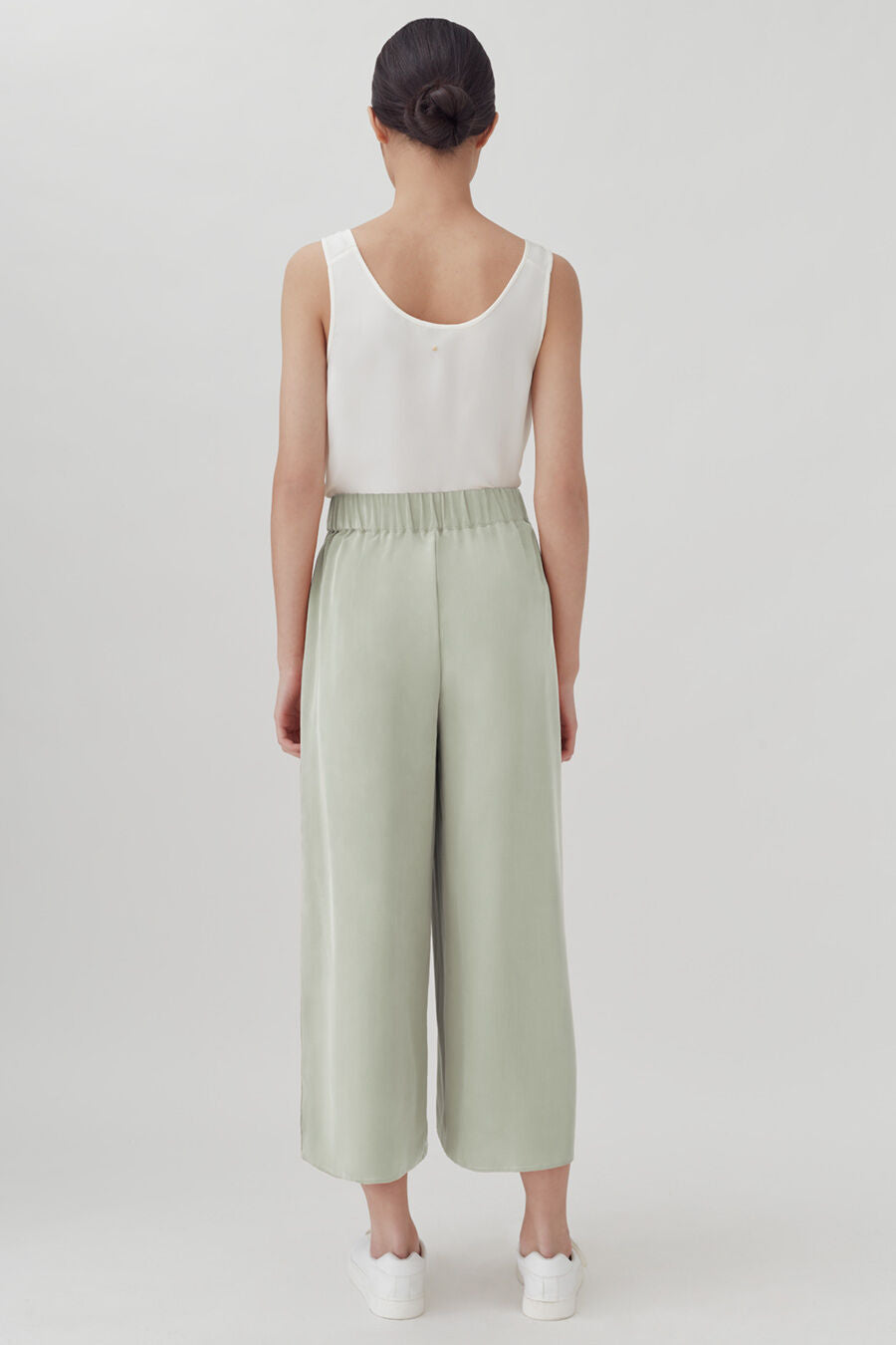 Washable Silk Wide-Leg Cropped Pant