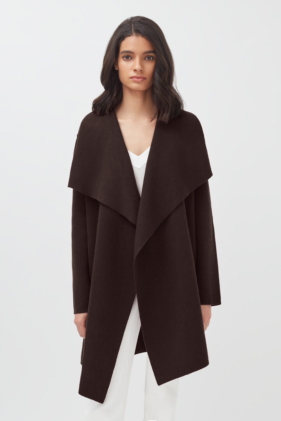 Wool Cashmere Short Wrap Coat (Earlier Version)