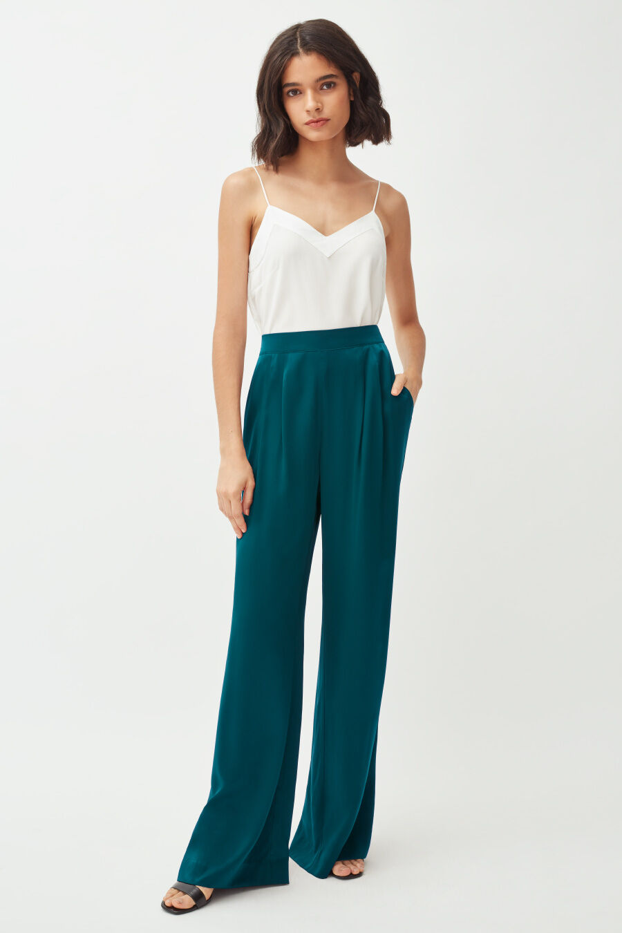 Washable Charmeuse Wide-Leg Pant