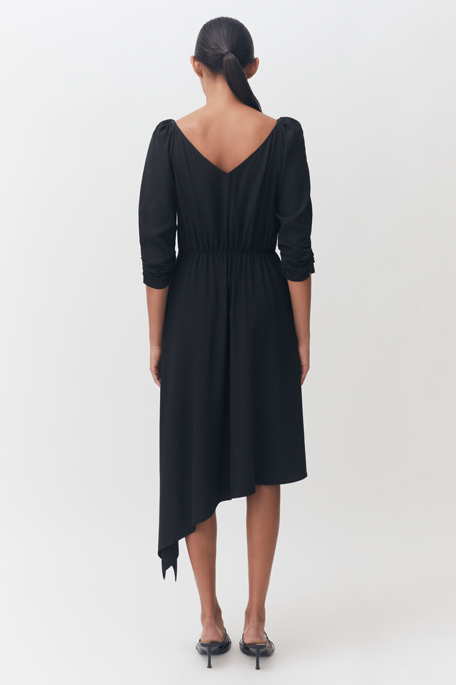 Silk Drape Front Dress