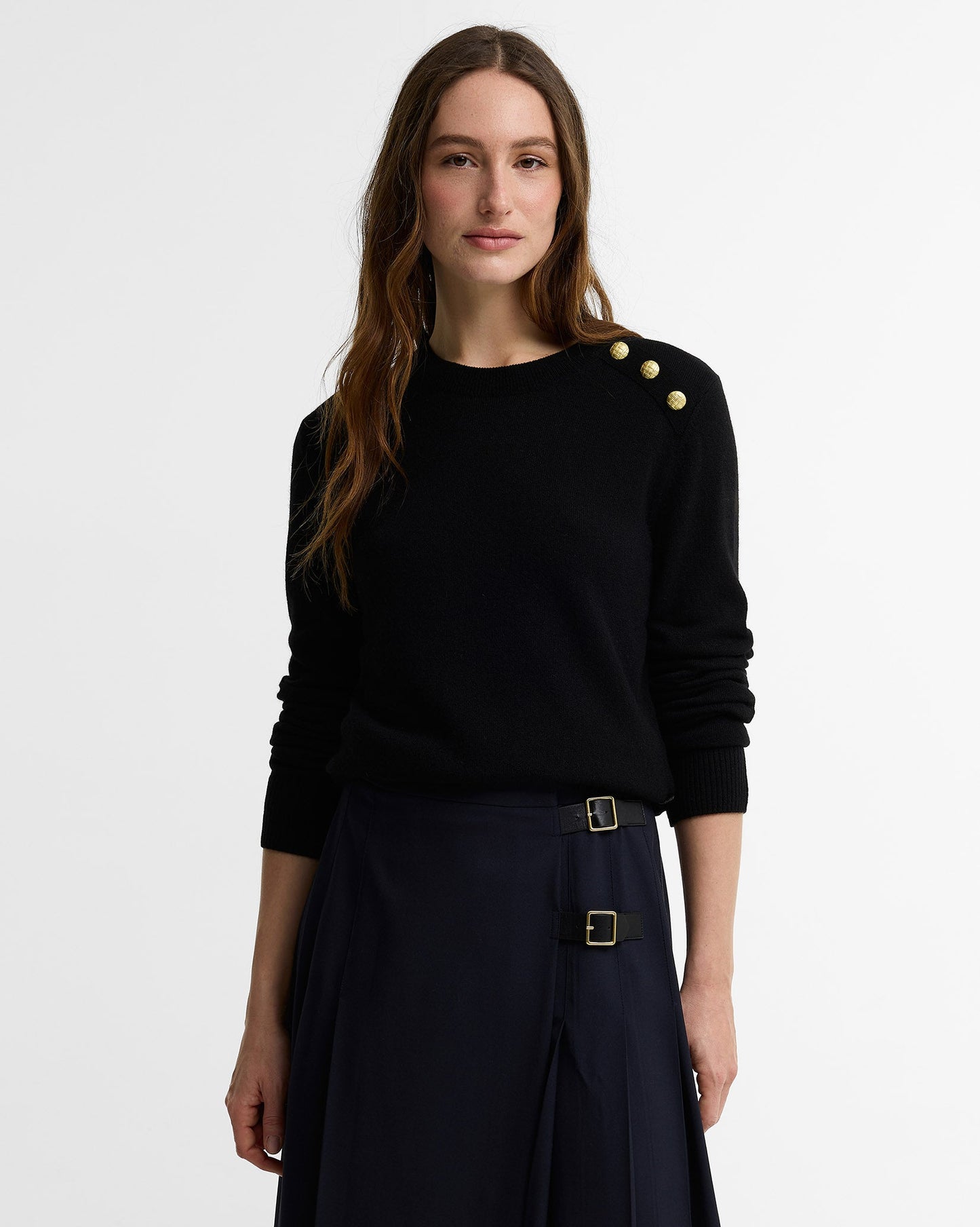 Black Penny Crew Neck Knit Jumper