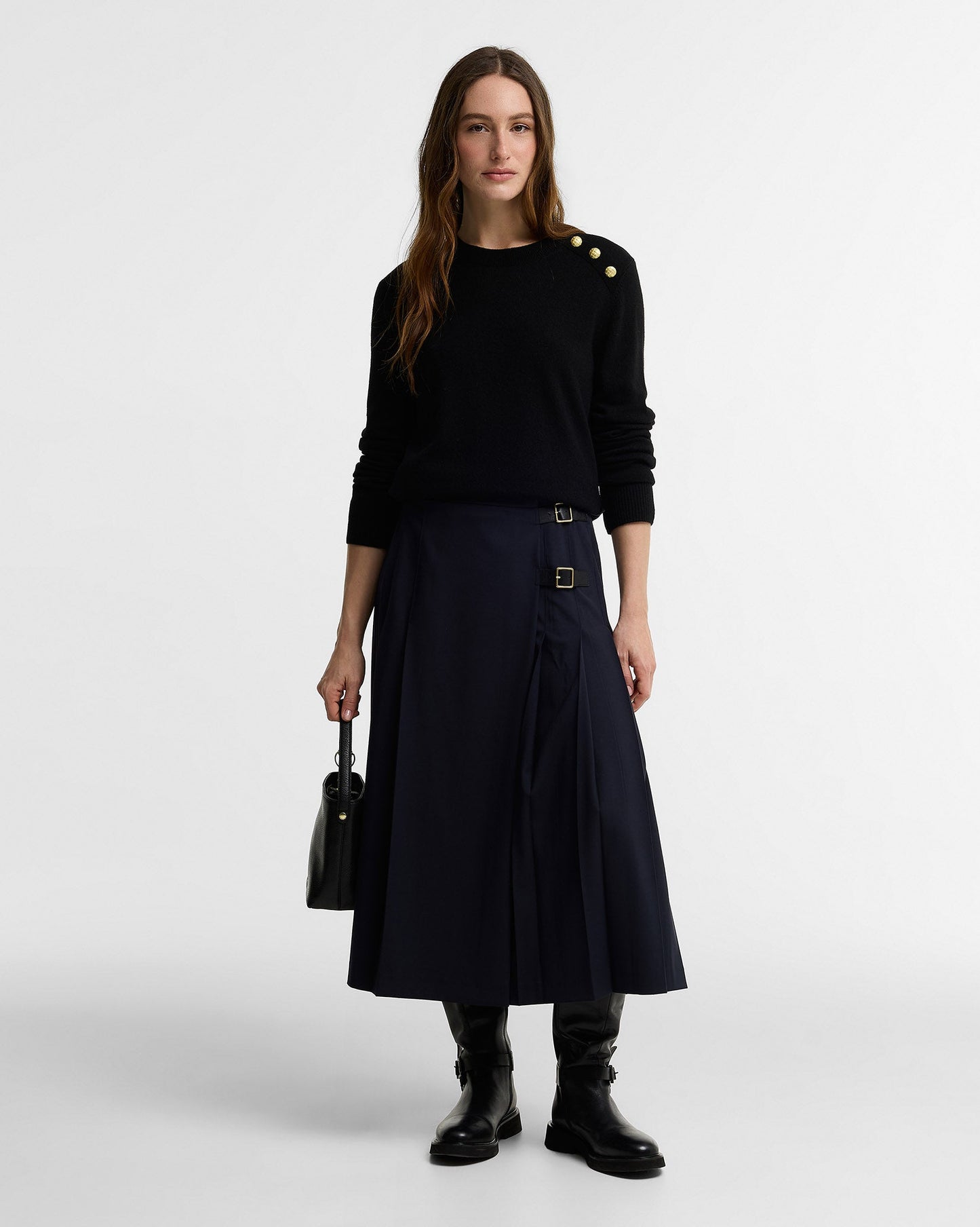 Black Penny Crew Neck Knit Jumper