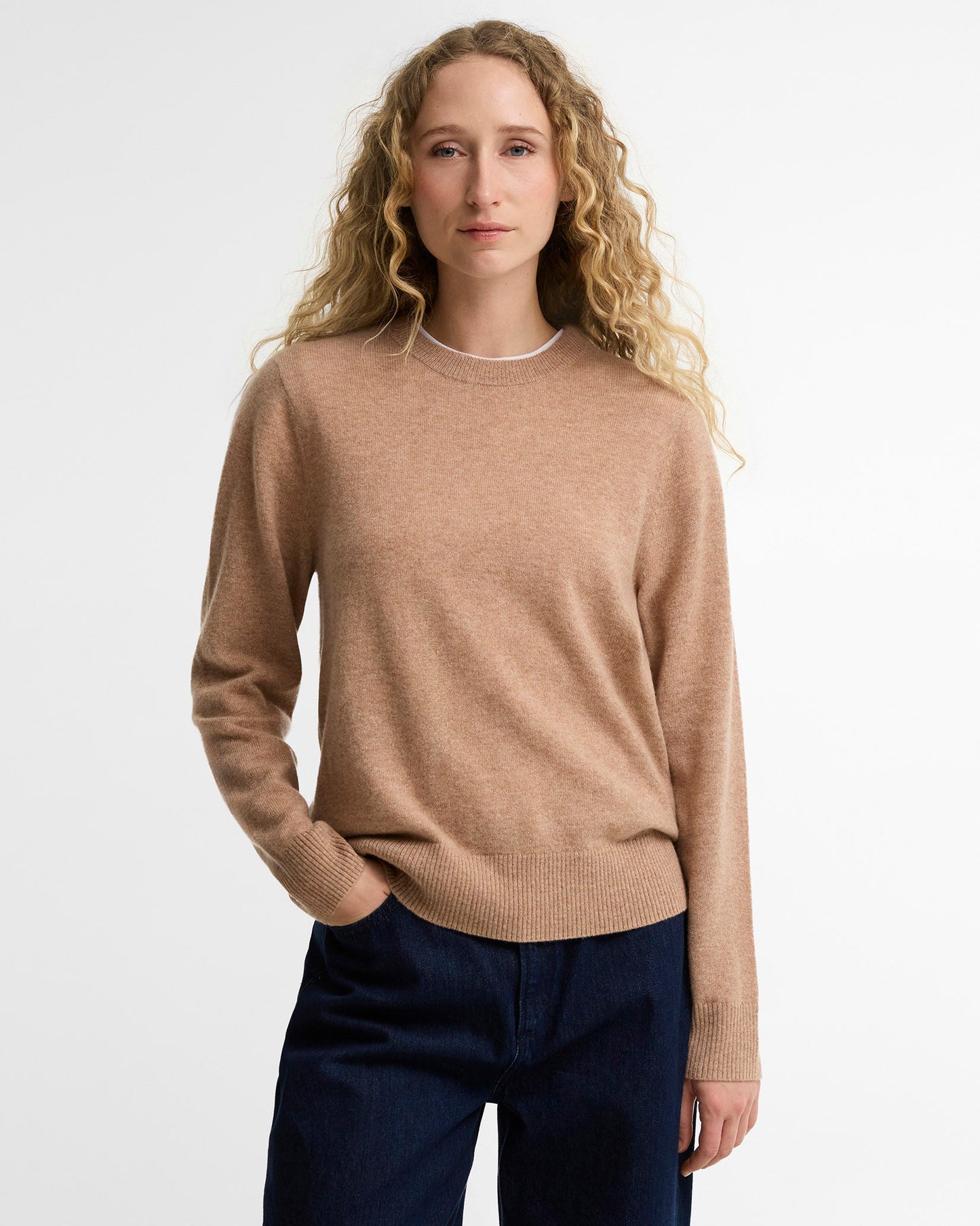 Camel Penwood Cashmere Knitted Jumper