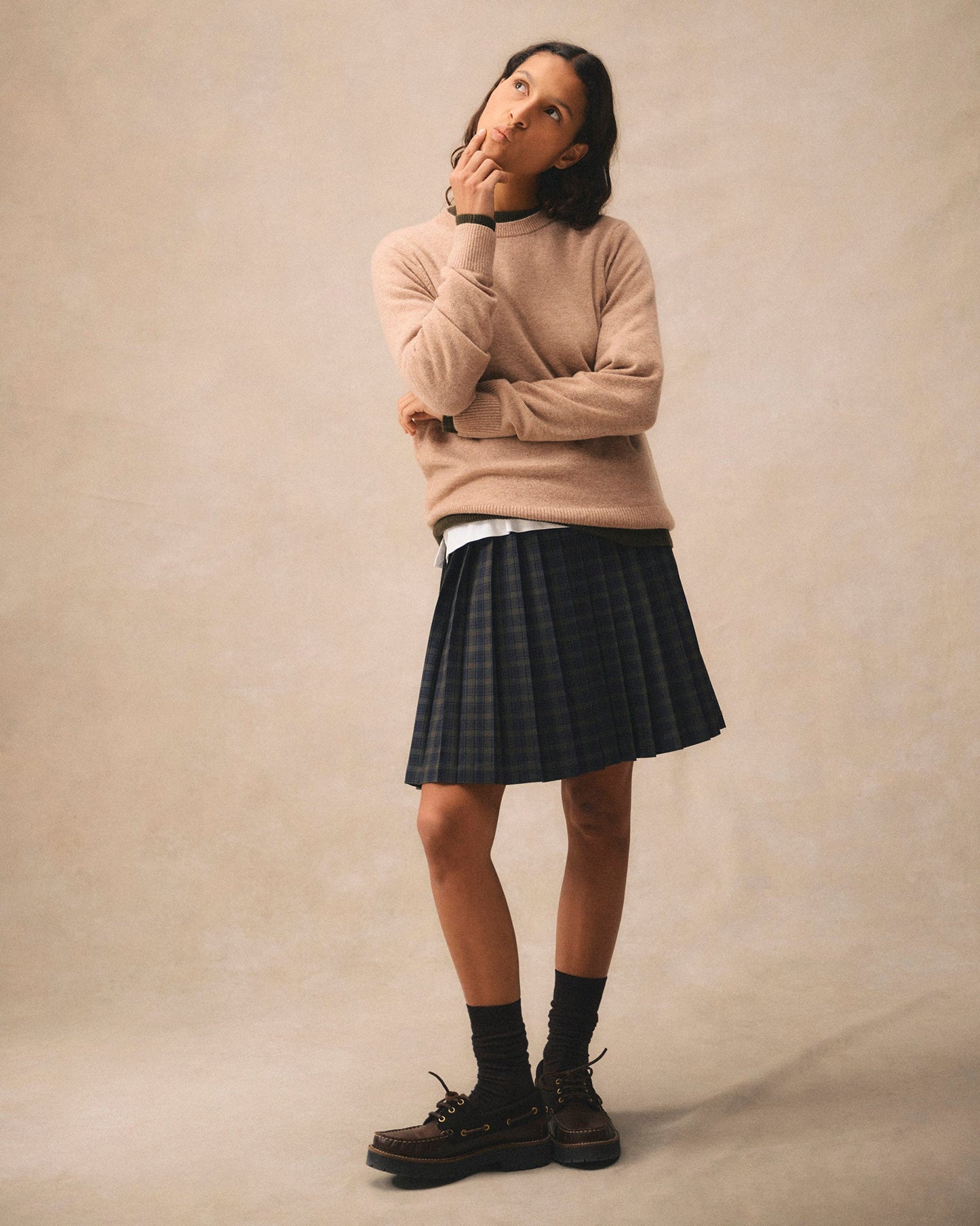 Camel Penwood Cashmere Knitted Jumper