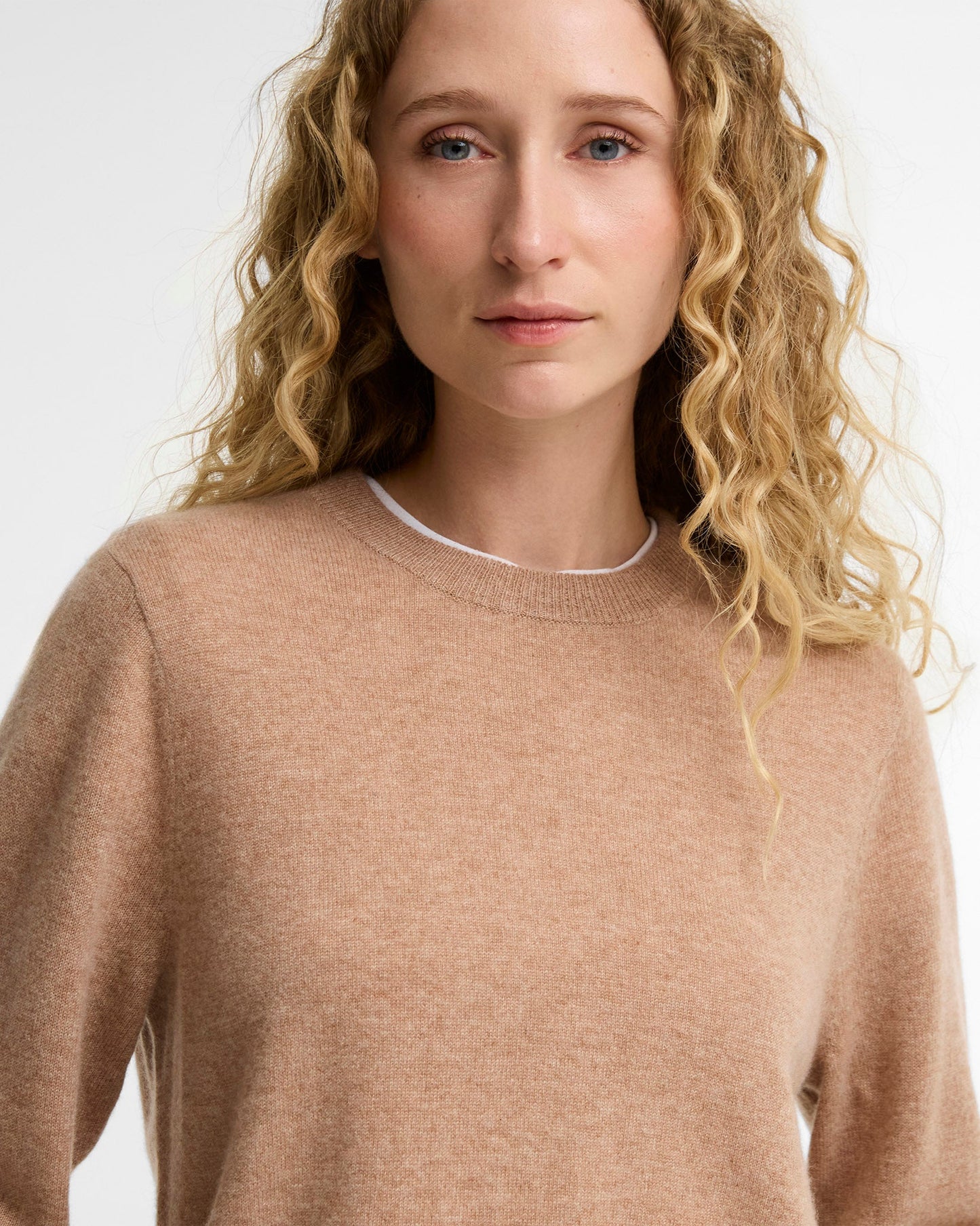 Camel Penwood Cashmere Knitted Jumper