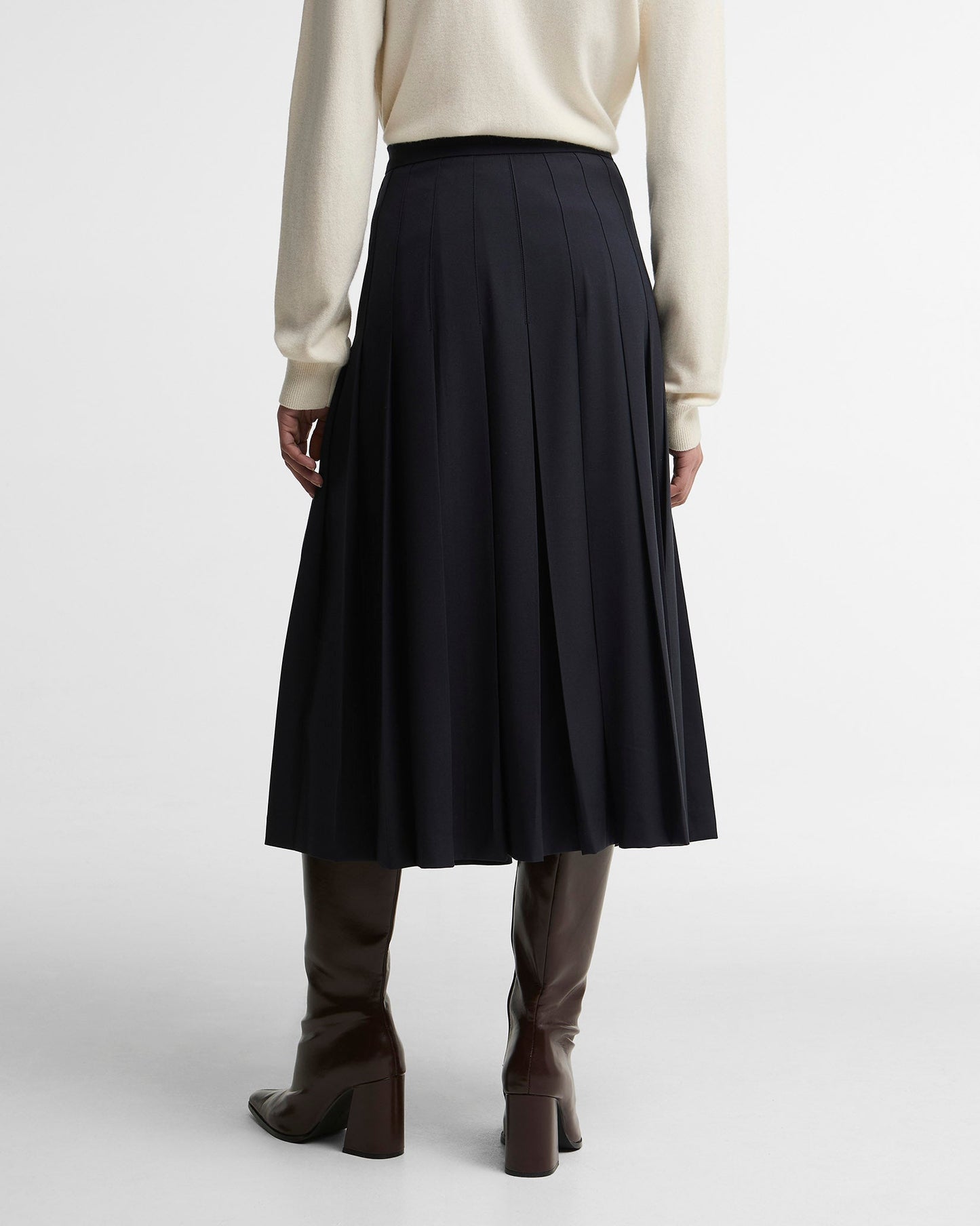Dark Navy Delilah Pleated Midi Skirt
