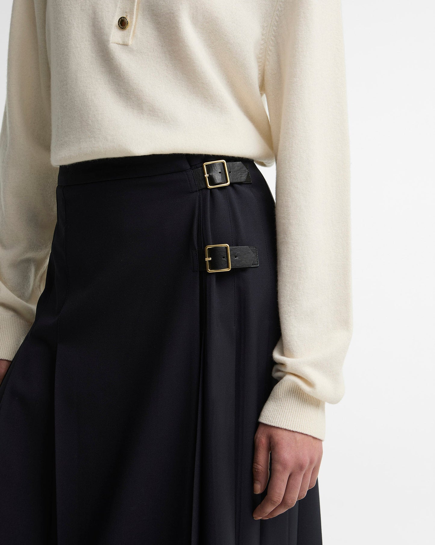 Dark Navy Delilah Pleated Midi Skirt