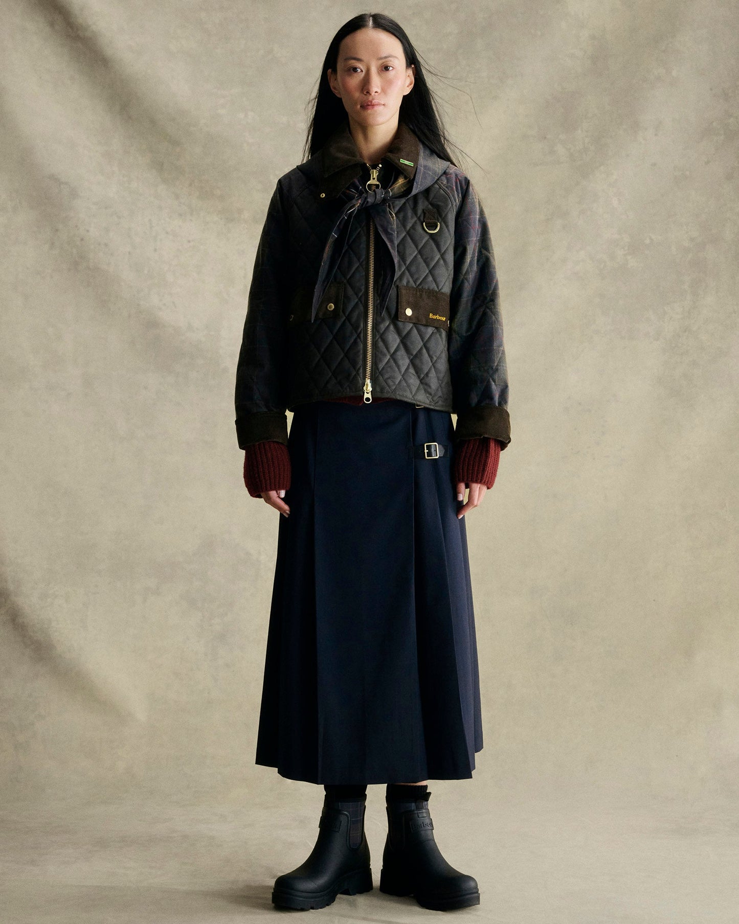 Dark Navy Delilah Pleated Midi Skirt