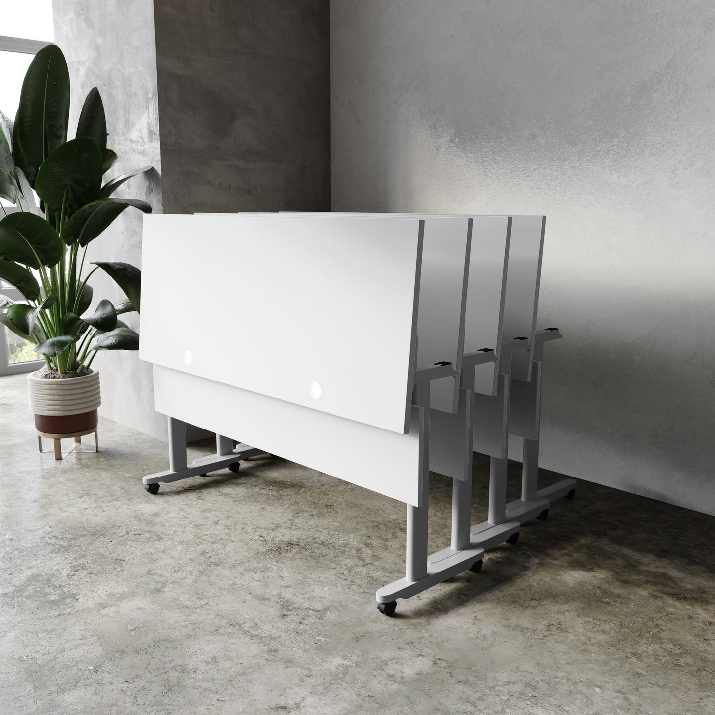 Palmer Commercial Grade Heavy-Duty Nesting Flip Training Table with T-Legs, Modesty Panel, Tabletop, and Frame