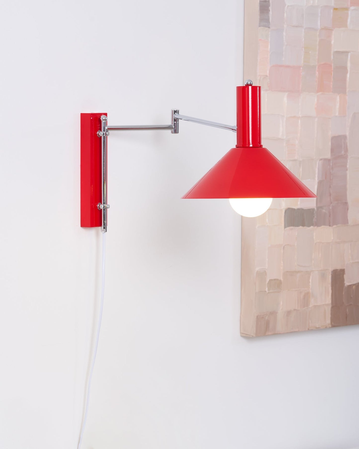 Adjustable Plug In Swing Arm Wall Light With Cone Shade