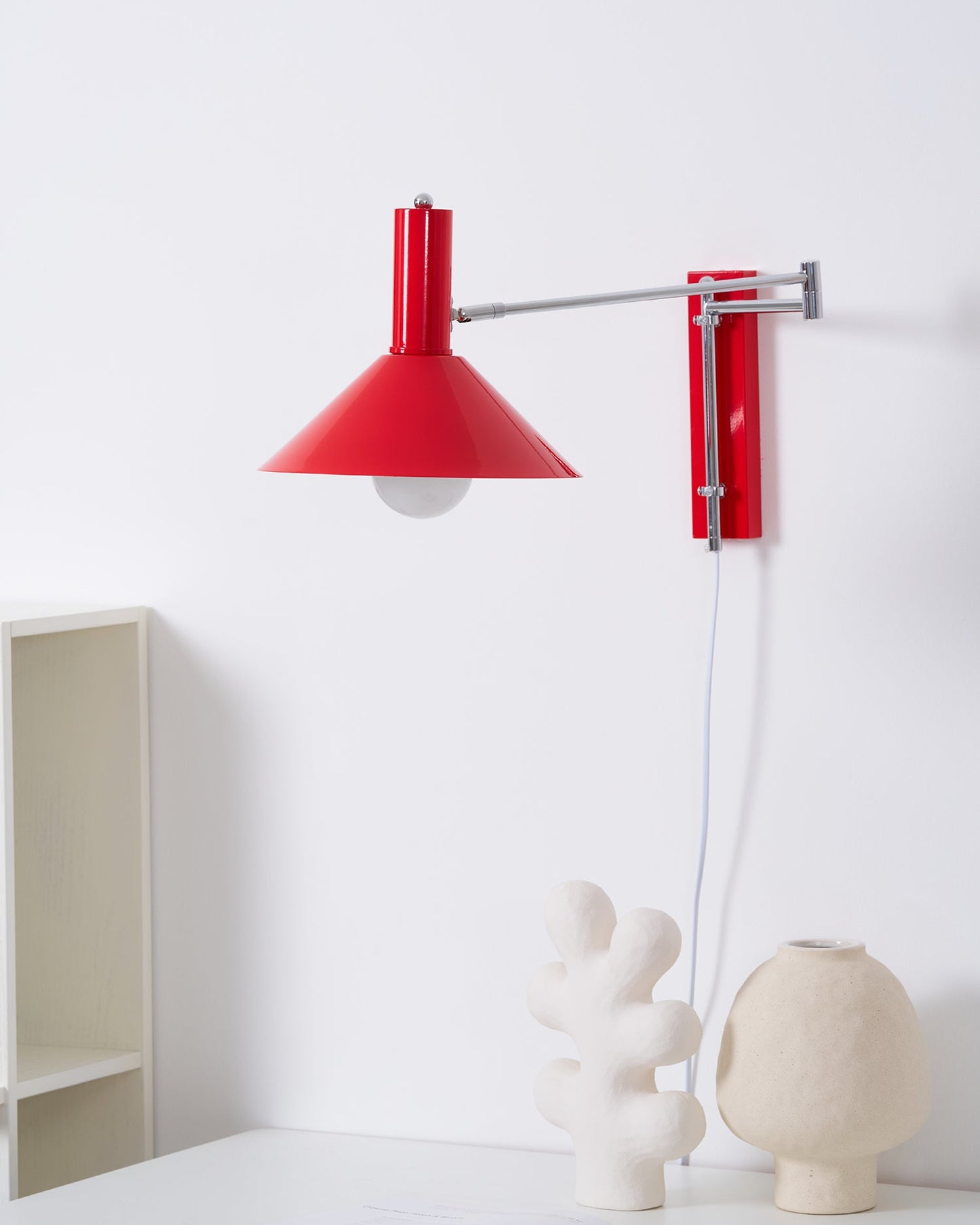 Adjustable Plug In Swing Arm Wall Light With Cone Shade