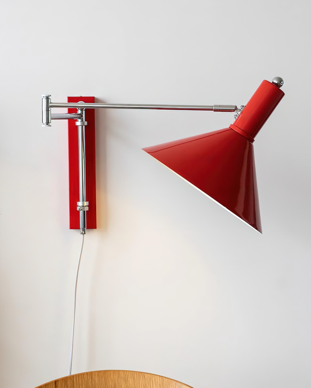 Adjustable Plug In Swing Arm Wall Light With Cone Shade