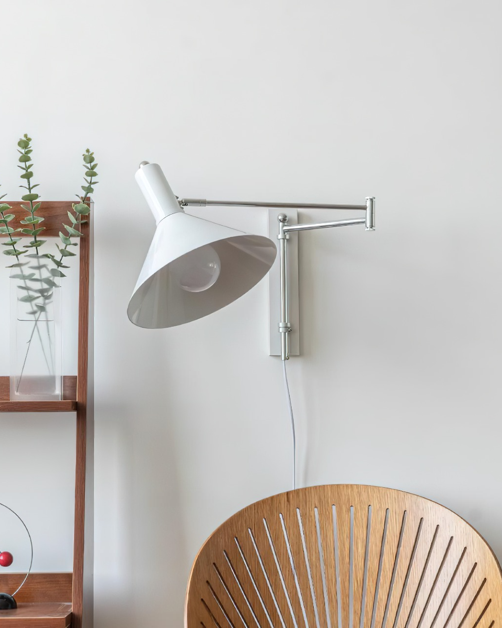 Adjustable Plug In Swing Arm Wall Light With Cone Shade