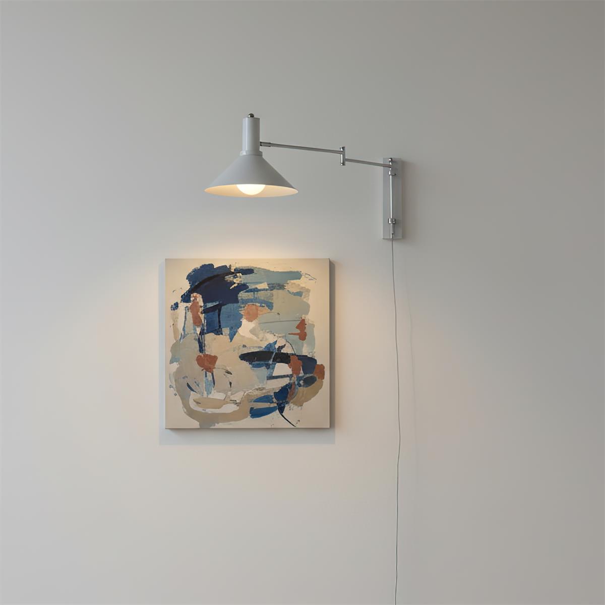 Adjustable Plug In Swing Arm Wall Light With Cone Shade
