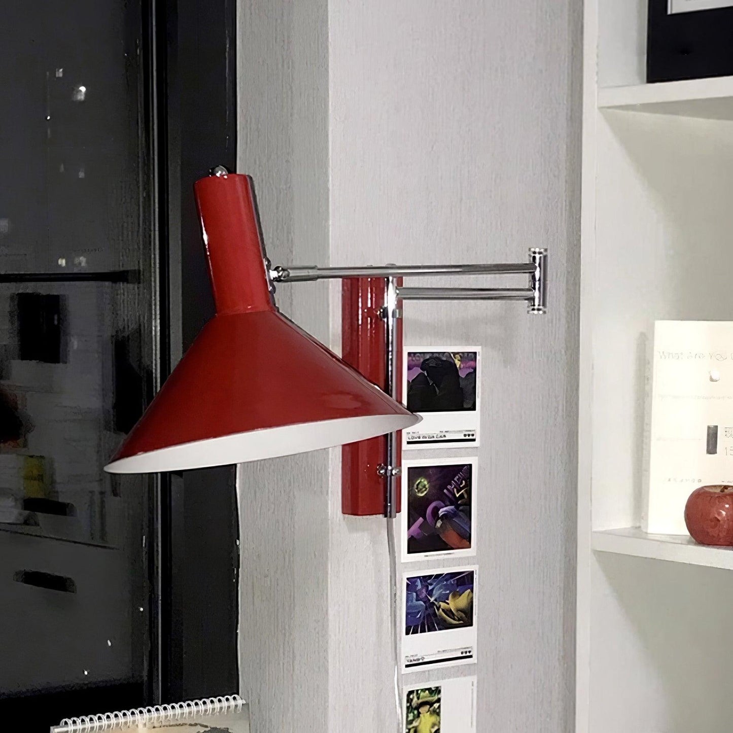 Adjustable Plug In Swing Arm Wall Light With Cone Shade