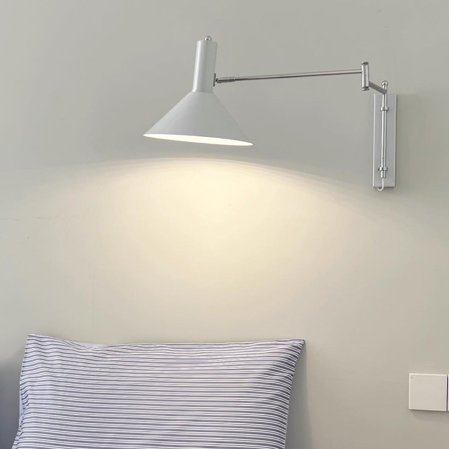 Adjustable Plug In Swing Arm Wall Light With Cone Shade