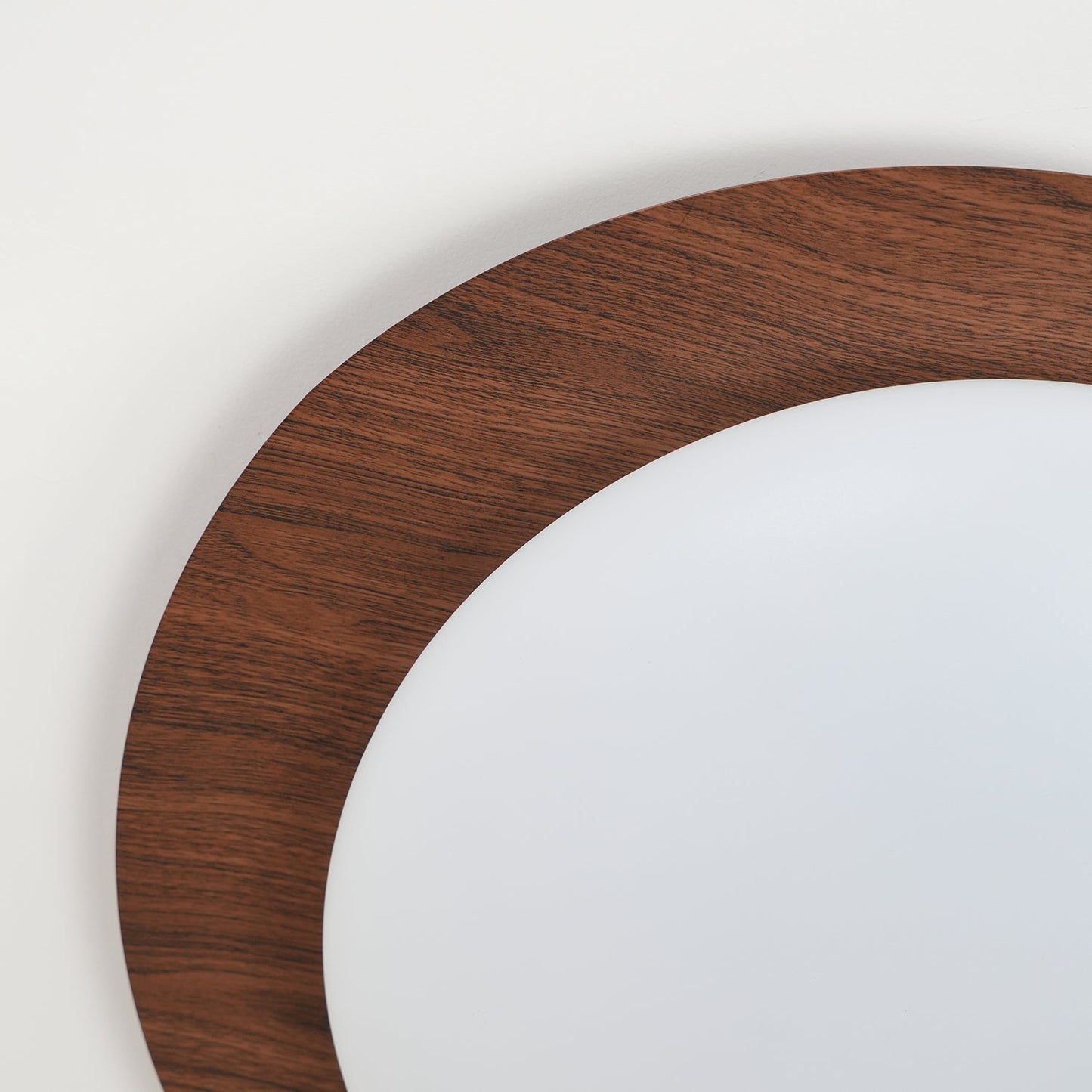 Pebble Round Flush Mount Ceiling Light With Wood-Trim Rim