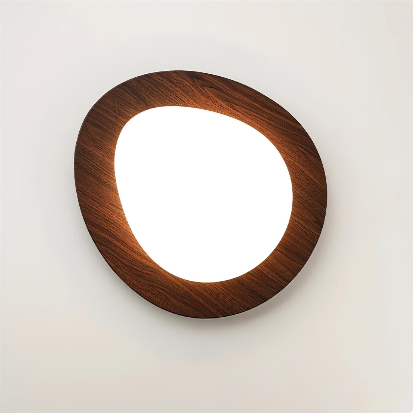 Pebble Round Flush Mount Ceiling Light With Wood-Trim Rim