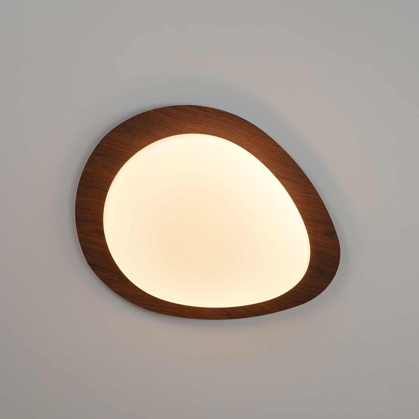Pebble Round Flush Mount Ceiling Light With Wood-Trim Rim