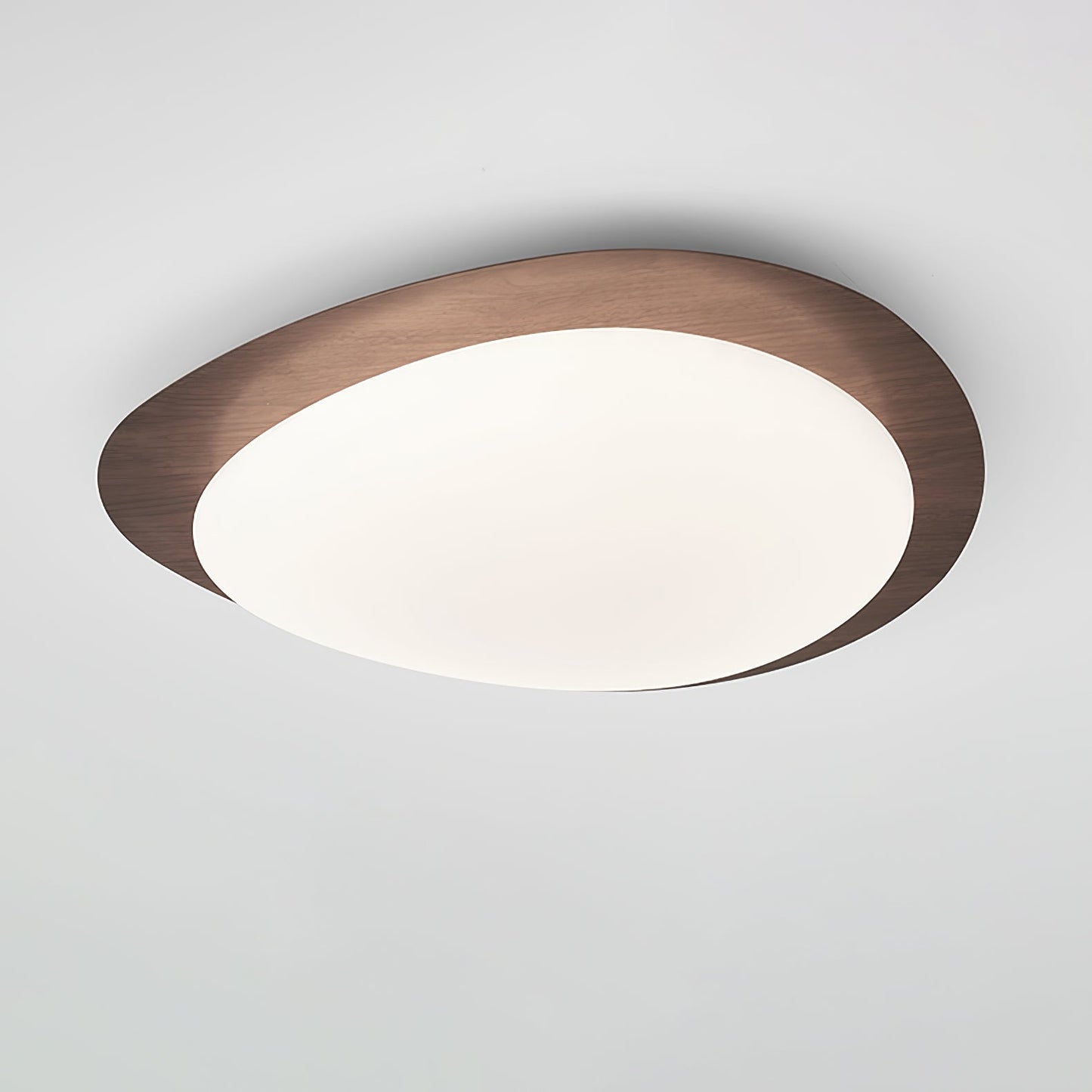 Pebble Round Flush Mount Ceiling Light With Wood-Trim Rim