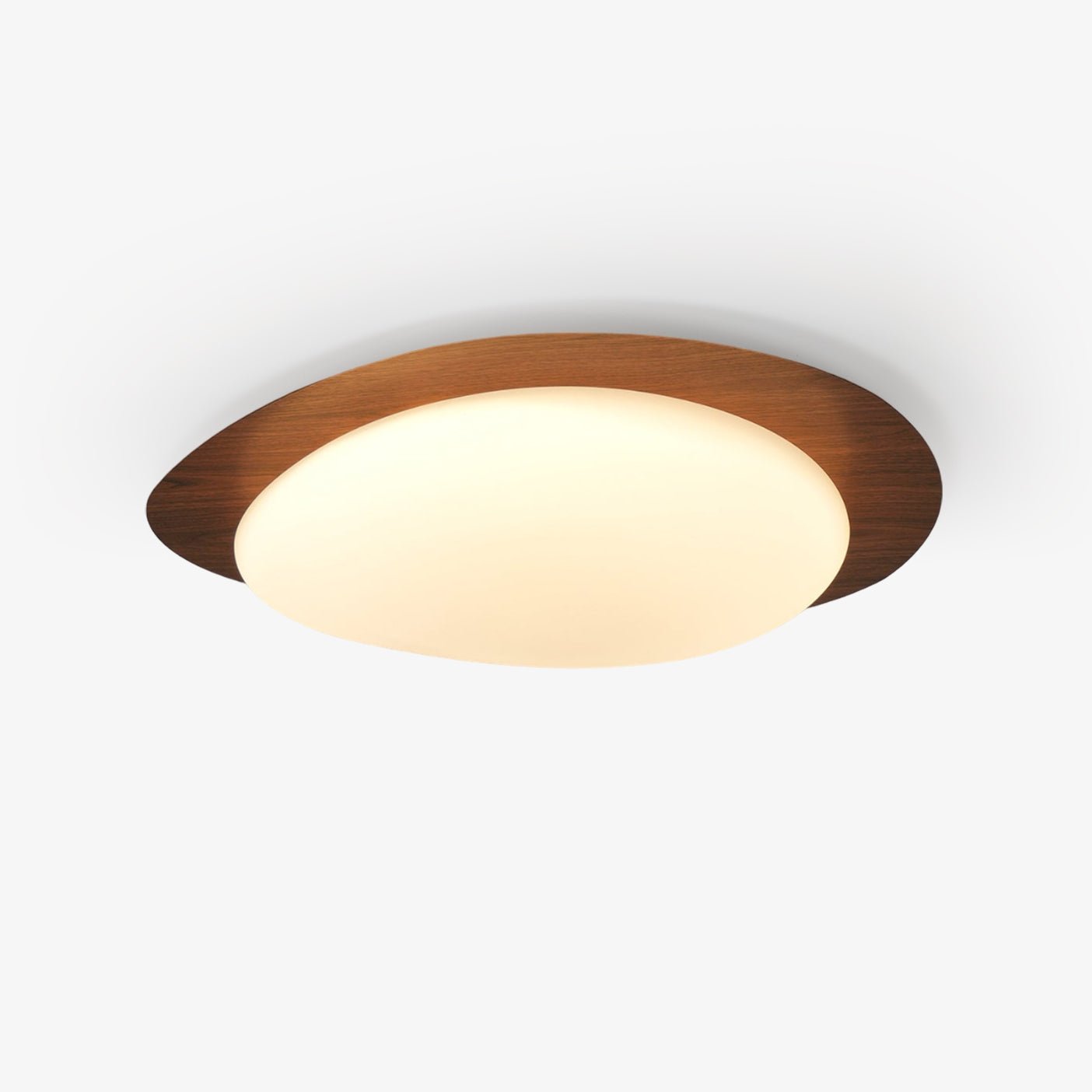 Pebble Round Flush Mount Ceiling Light With Wood-Trim Rim