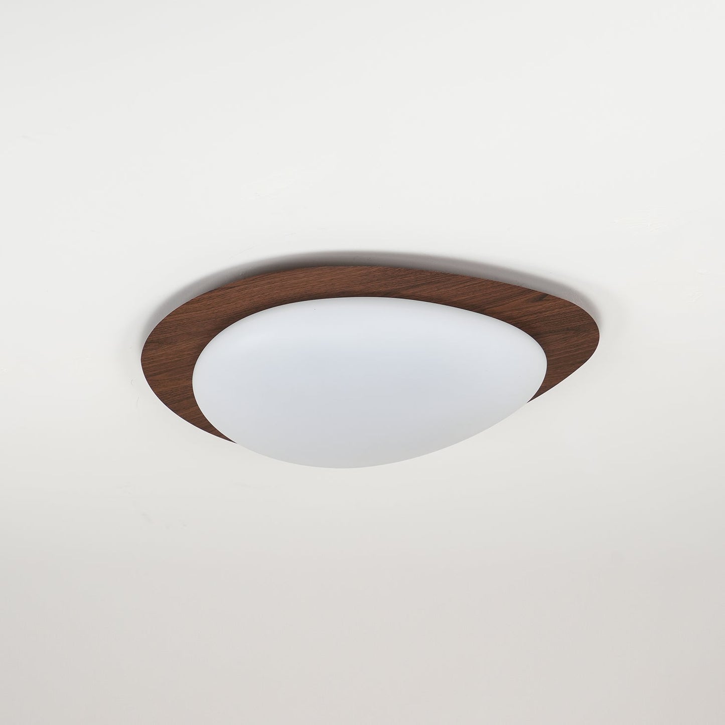 Pebble Round Flush Mount Ceiling Light With Wood-Trim Rim