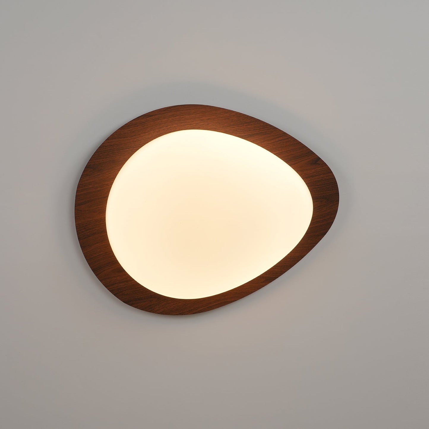 Pebble Round Flush Mount Ceiling Light With Wood-Trim Rim