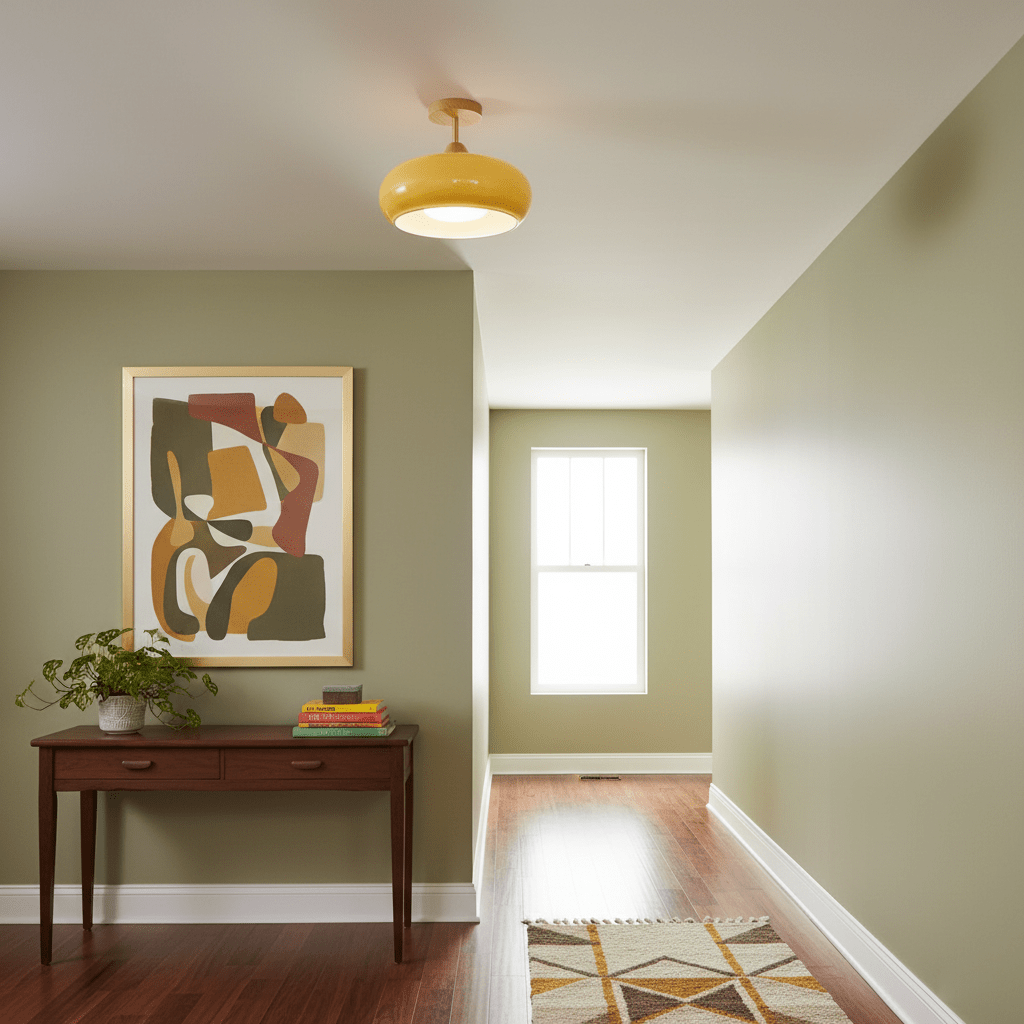 Glass Shade Ceiling Light With Wood Canopy