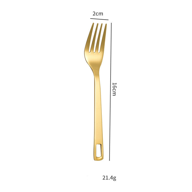 Portable Camping Utensil Set – Gold Stainless Steel Knife Fork Spoon