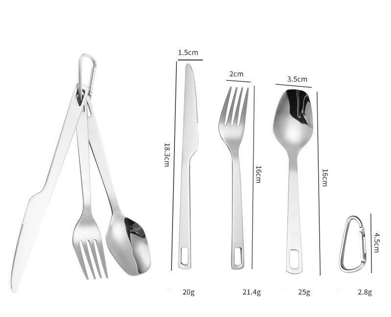 Portable Camping Utensil Set – Gold Stainless Steel Knife Fork Spoon