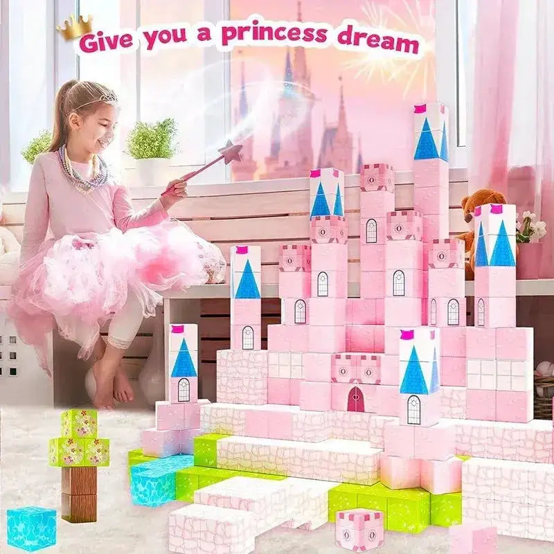 Magnetic Building Blocks Princess Castle Set - STEM Educational Toy for Creative Play and Imagination