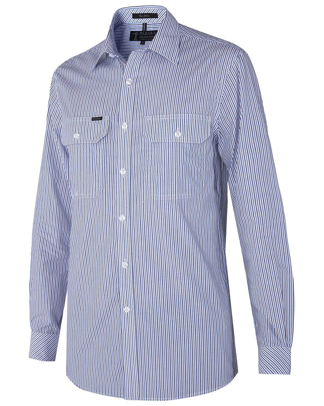 Men's Pilbara Y/D Stripe Dual Pocket L/S Shirt