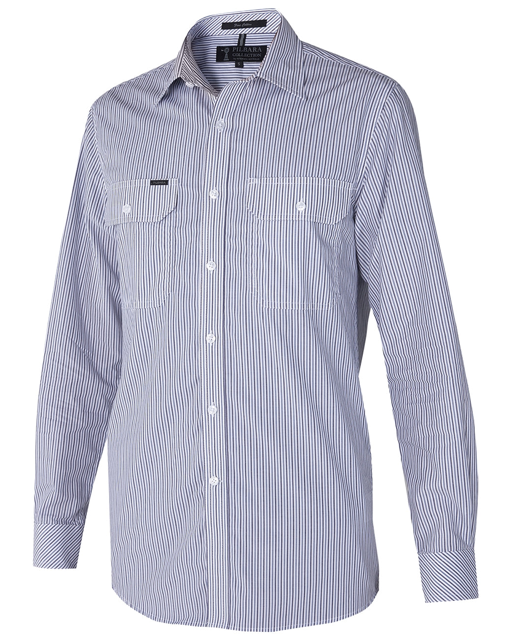 Men's Pilbara Y/D Stripe Dual Pocket L/S Shirt