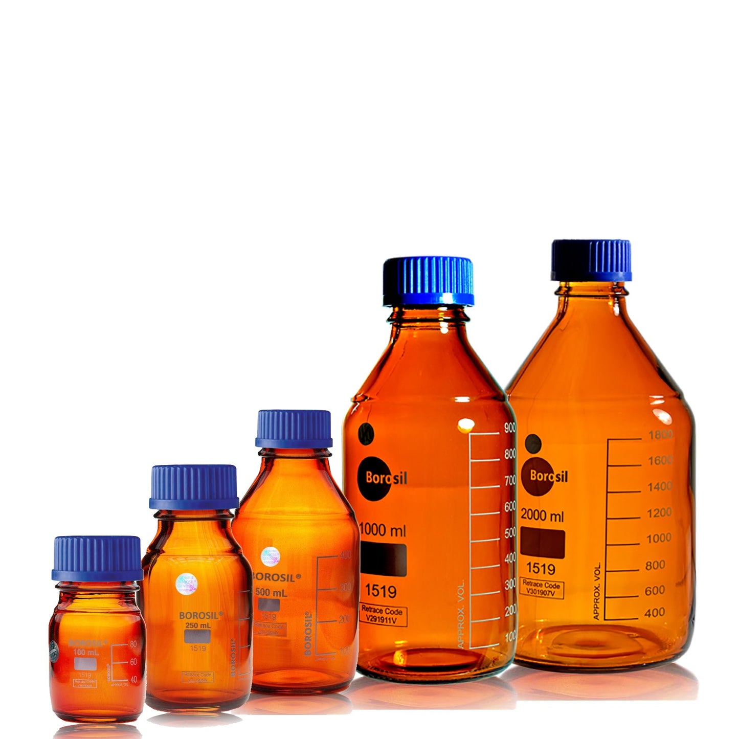 Reagent Bottle Amber Glass With Screw Cap Borosil
