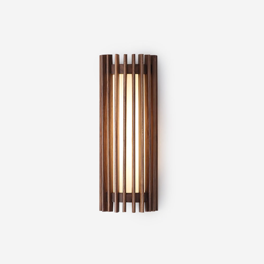 Walnut Slat Wall Light With Vertical Linear Diffuser