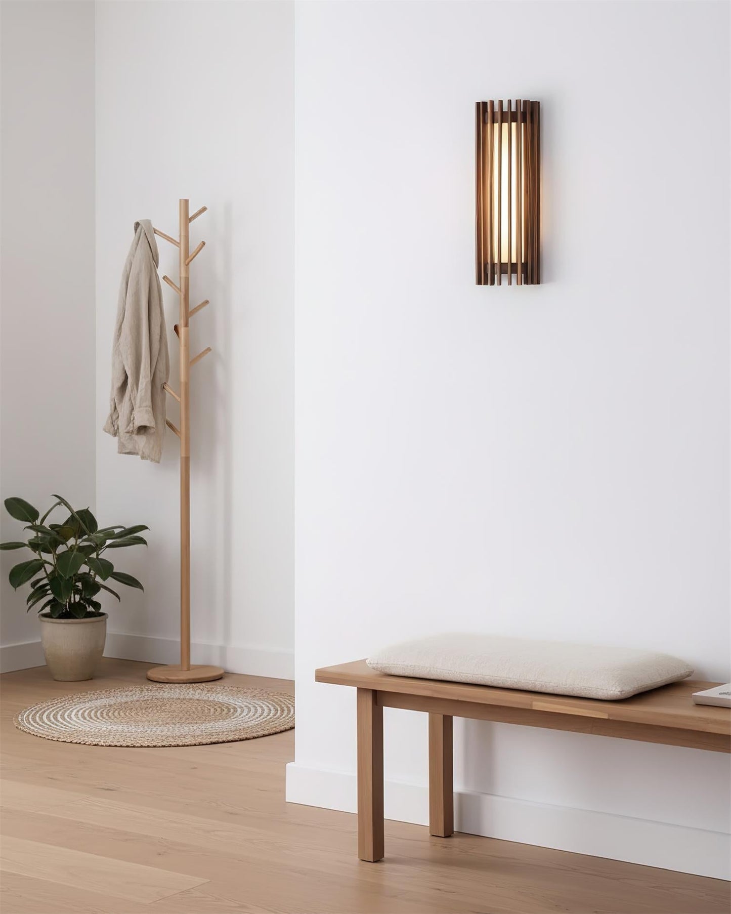 Walnut Slat Wall Light With Vertical Linear Diffuser
