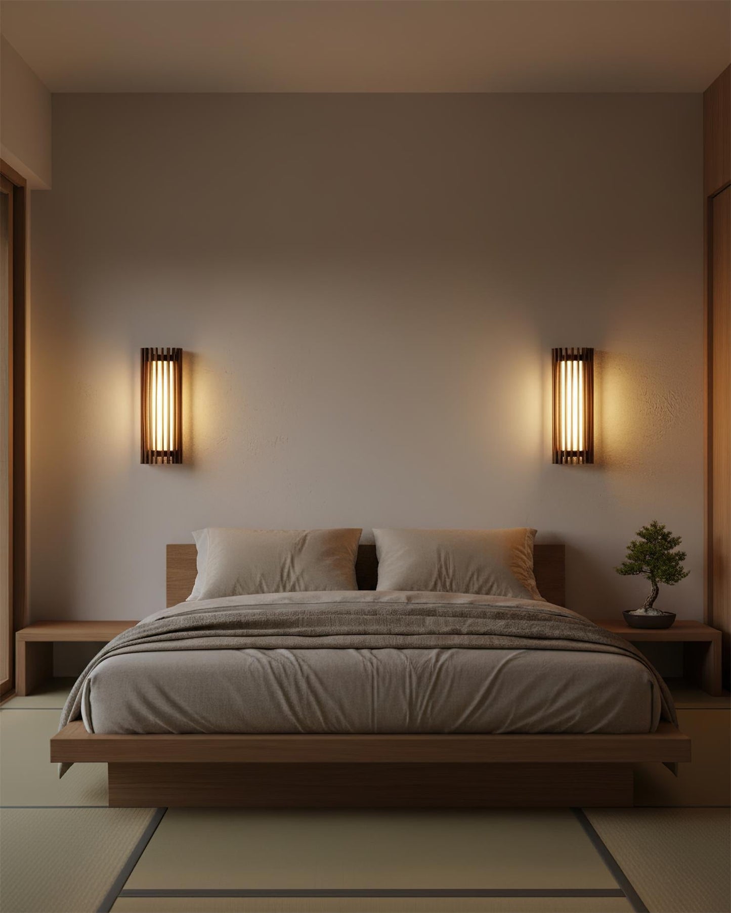 Walnut Slat Wall Light With Vertical Linear Diffuser