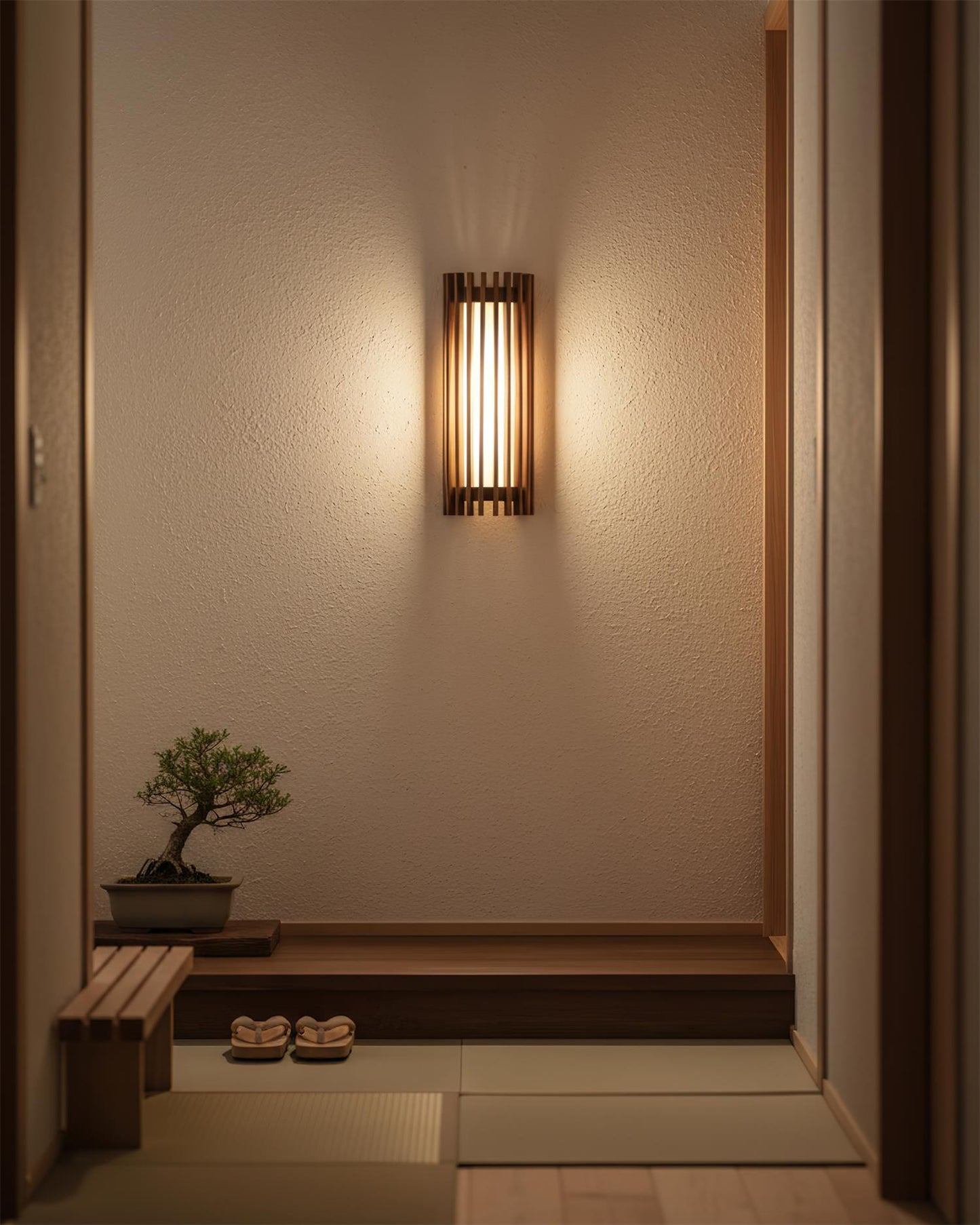 Walnut Slat Wall Light With Vertical Linear Diffuser