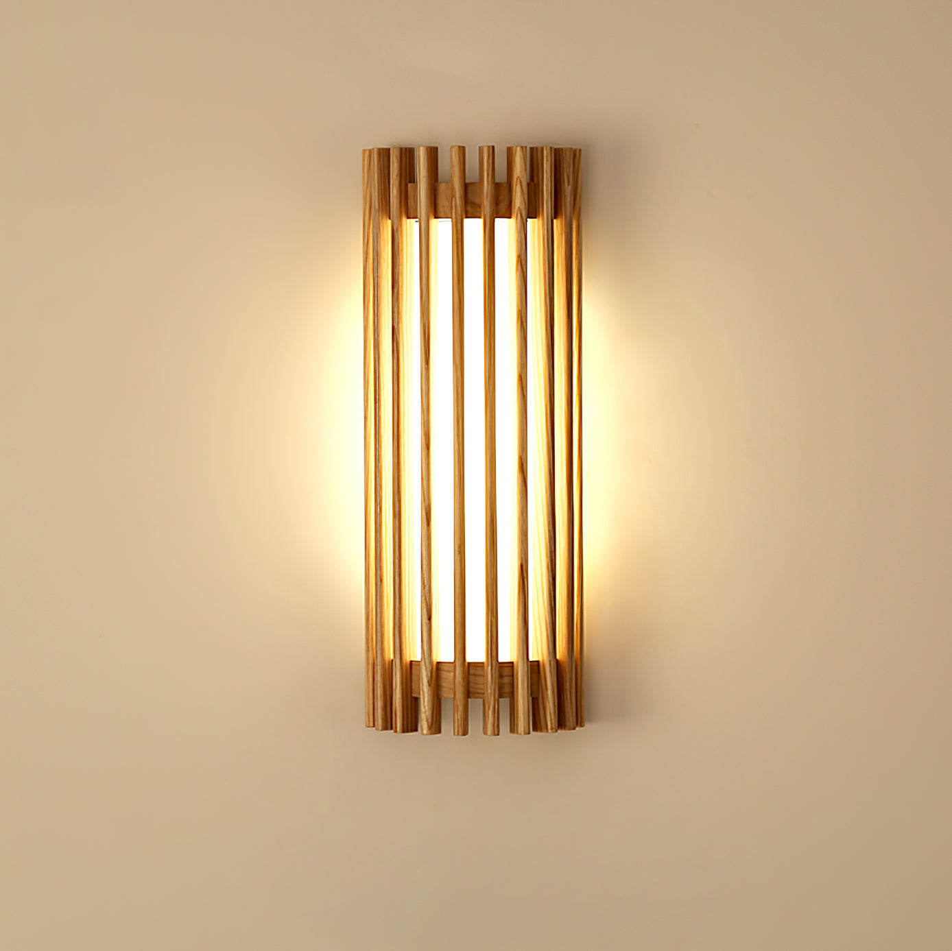 Walnut Slat Wall Light With Vertical Linear Diffuser