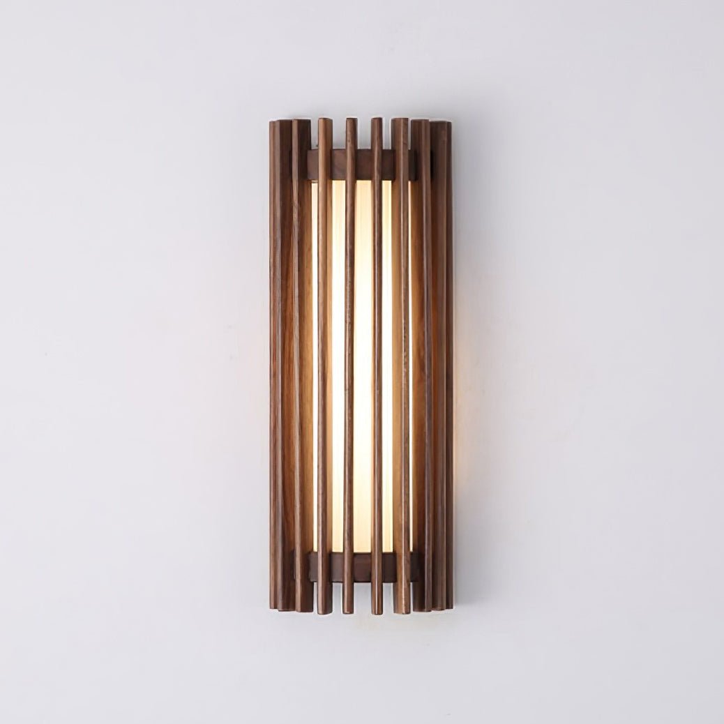 Walnut Slat Wall Light With Vertical Linear Diffuser