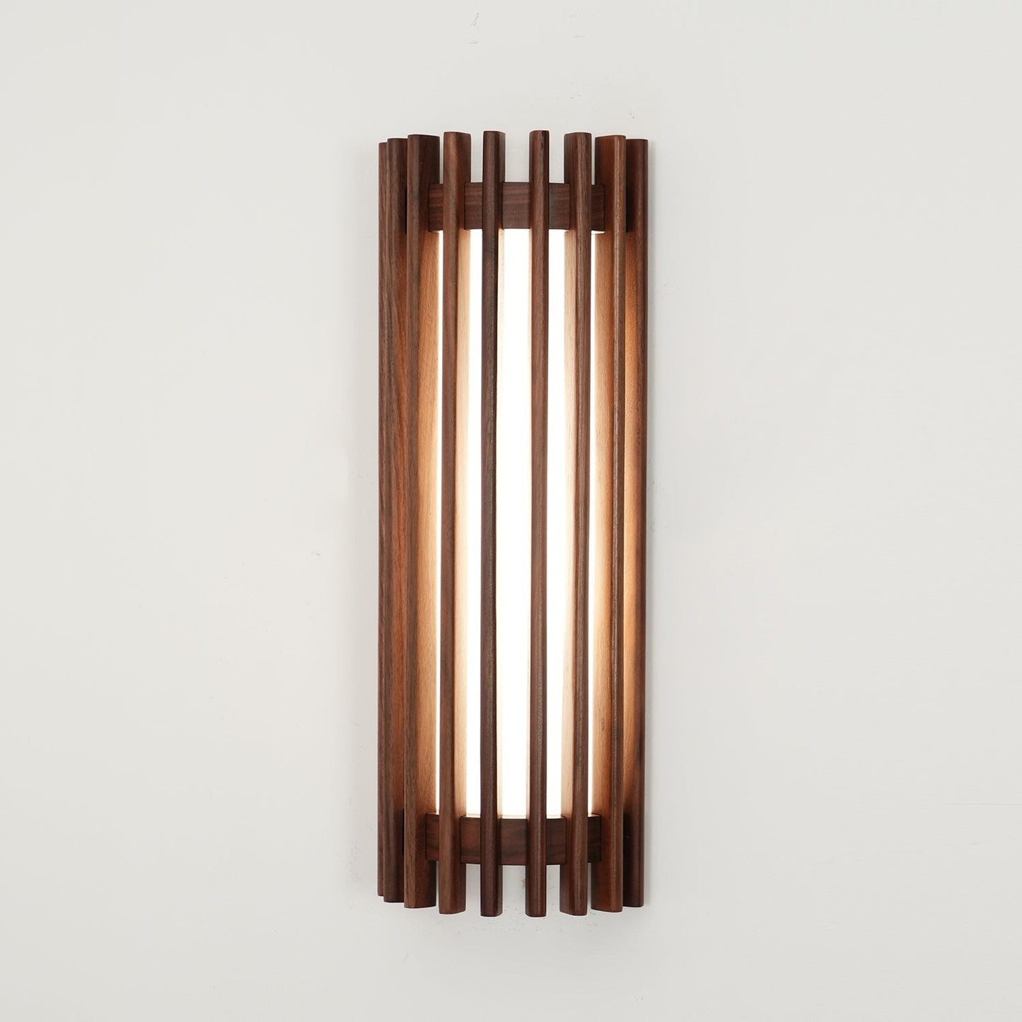 Walnut Slat Wall Light With Vertical Linear Diffuser