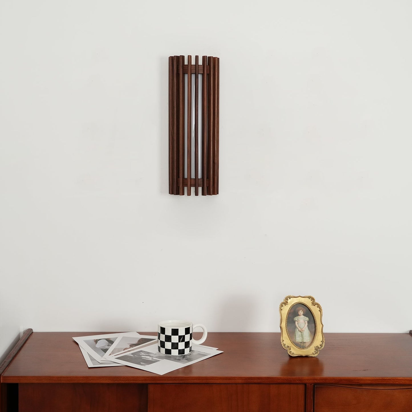 Walnut Slat Wall Light With Vertical Linear Diffuser