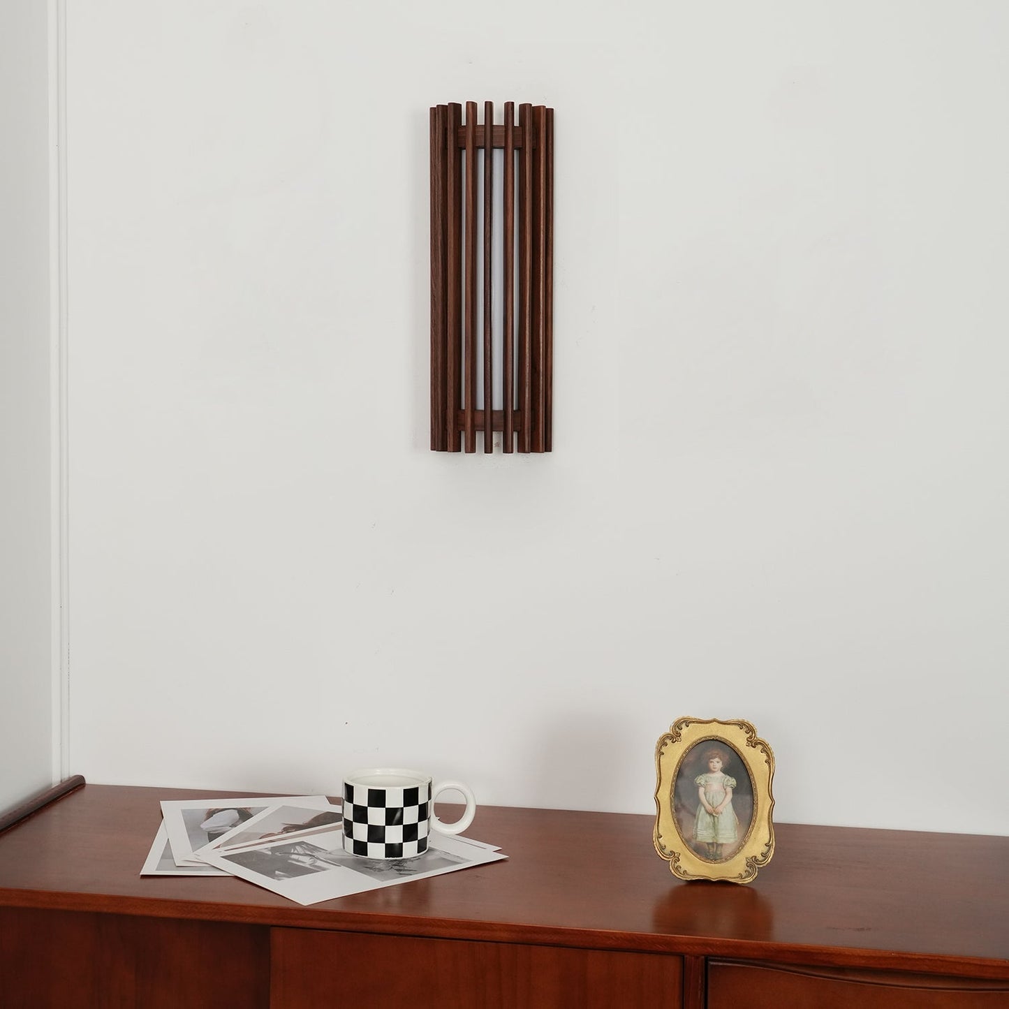 Walnut Slat Wall Light With Vertical Linear Diffuser