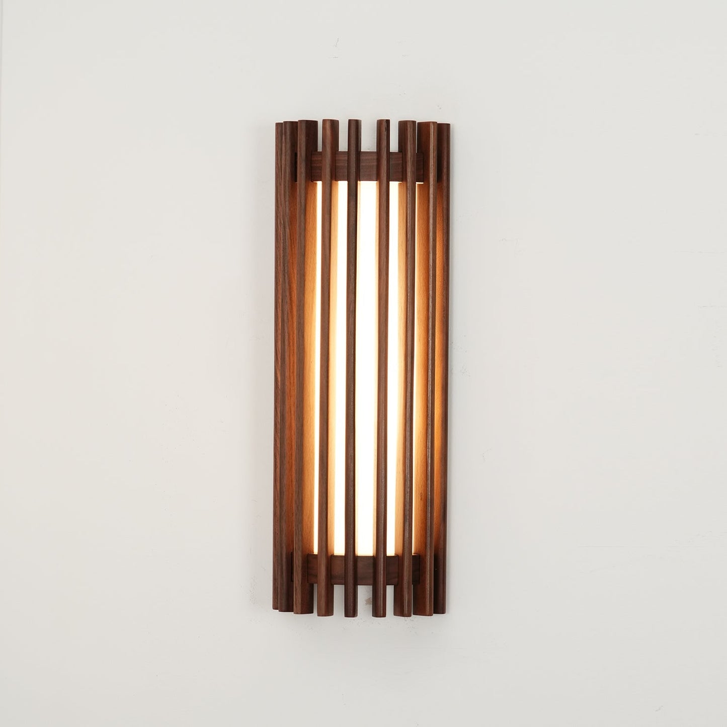 Walnut Slat Wall Light With Vertical Linear Diffuser