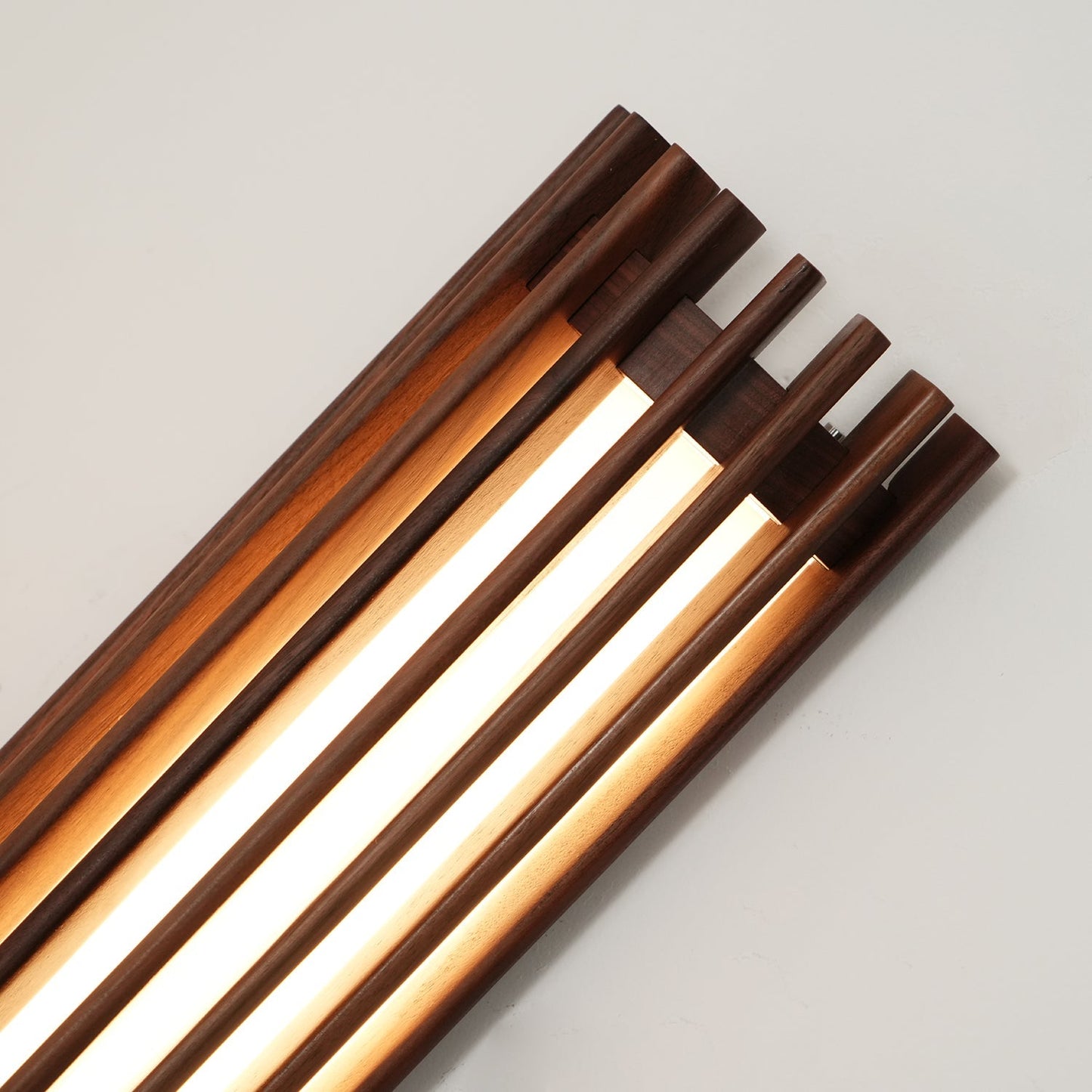 Walnut Slat Wall Light With Vertical Linear Diffuser