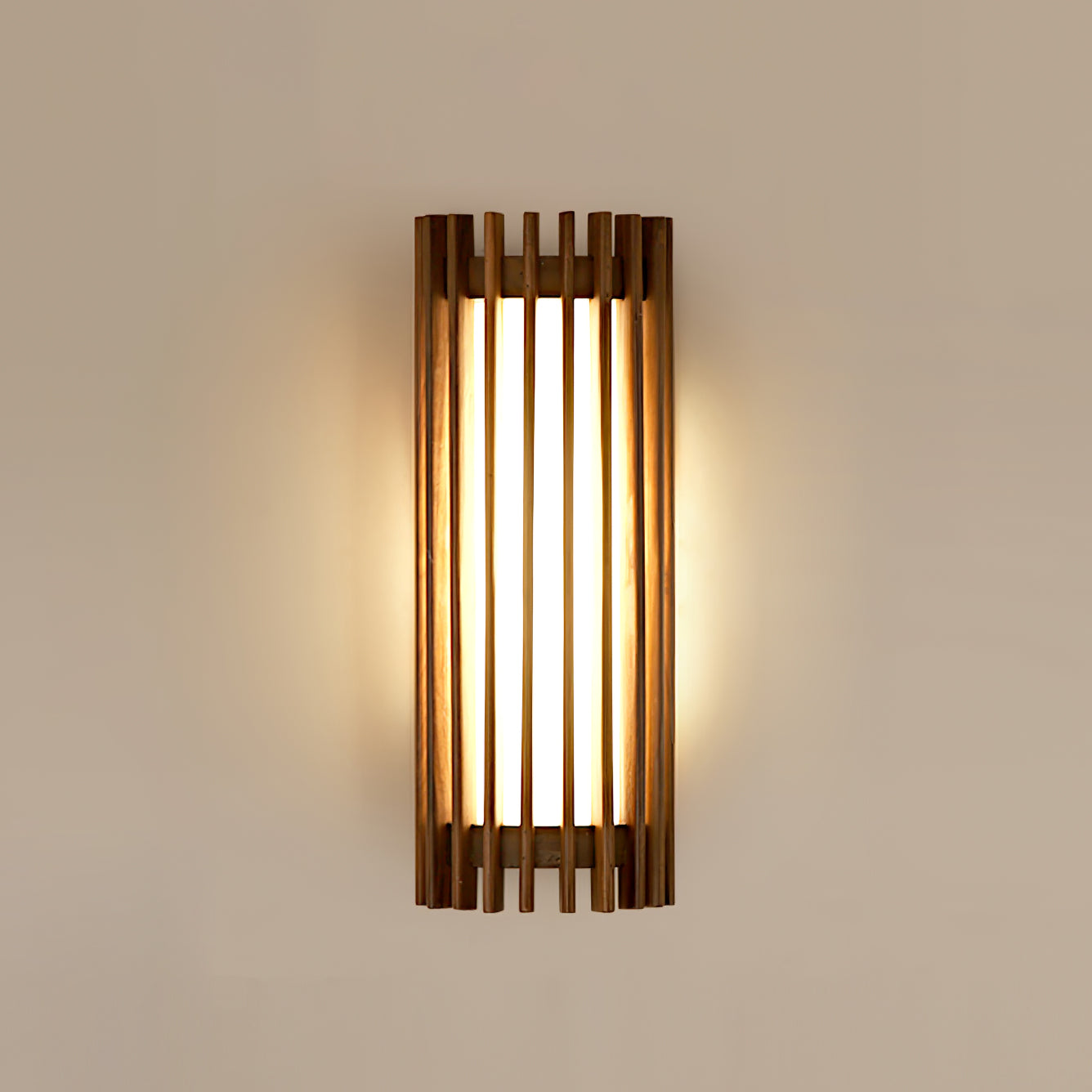 Walnut Slat Wall Light With Vertical Linear Diffuser