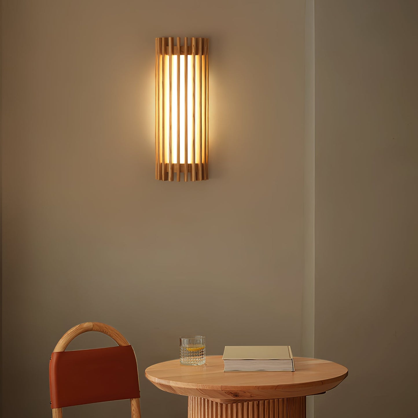 Walnut Slat Wall Light With Vertical Linear Diffuser