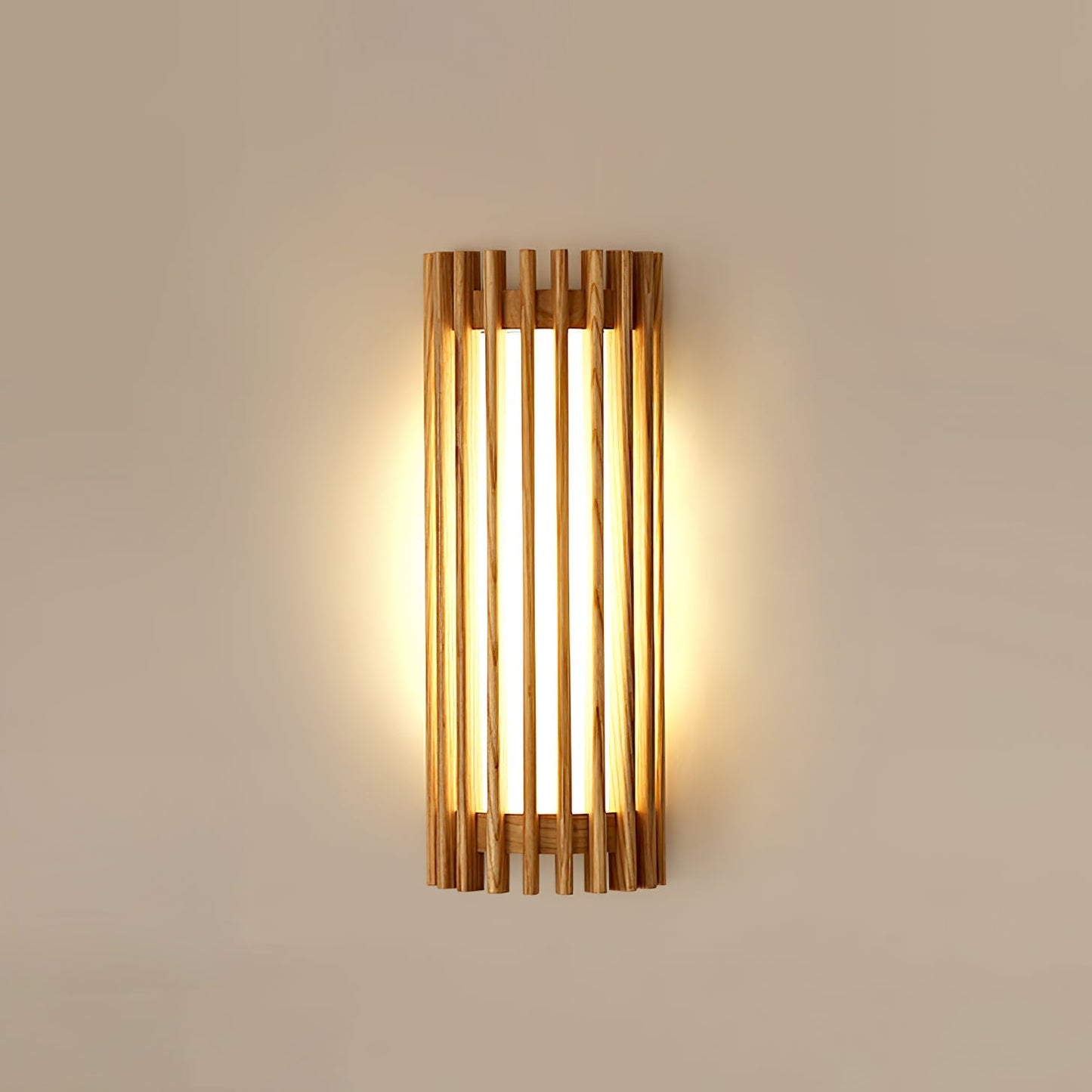 Walnut Slat Wall Light With Vertical Linear Diffuser