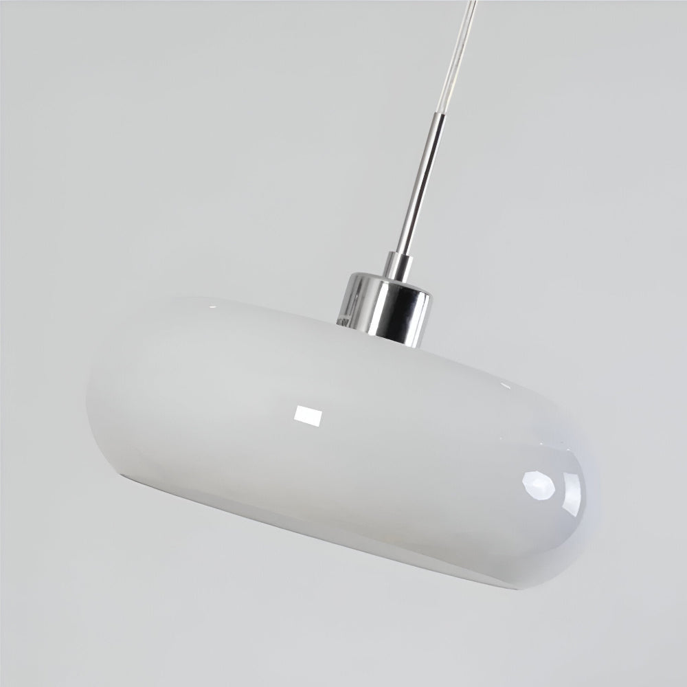 Bauhaus Opal Glass LED Pendant Lights With Oval Shade And Black Cord