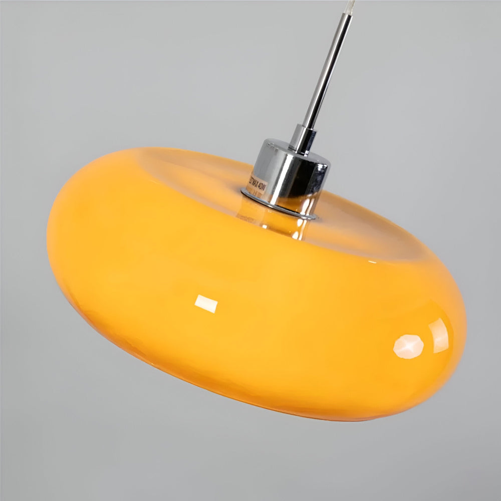 Bauhaus Opal Glass LED Pendant Lights With Oval Shade And Black Cord